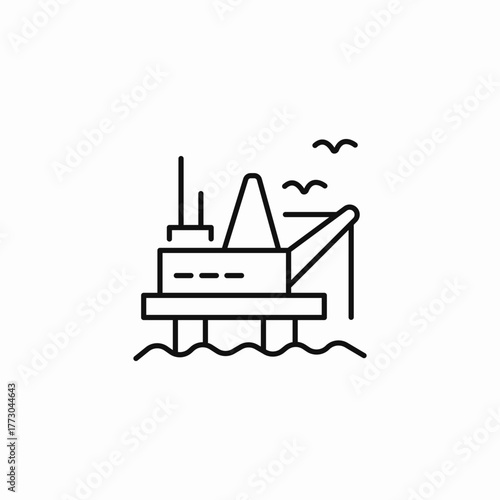 offshore oil rig sea icon sign vector