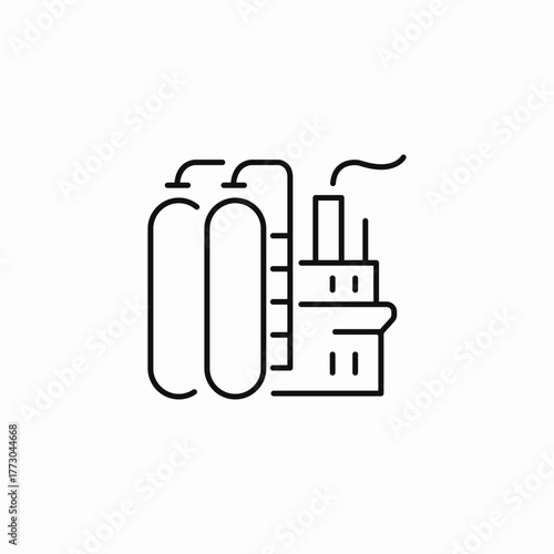 oil refinery factory tanks icon sign vector