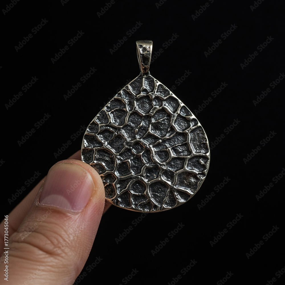 custom made wallpaper toronto digitalA close-up shot showing tactile exploration of an intricate metal pendant, emphasizing texture and sensory experience without sight ,intricate ,fashion ,art