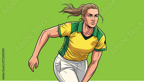 Female Athlete Bowling - High detailed vector art