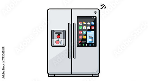 Smart Refrigerator with Touchscreen Display and WiFi Connectivity.