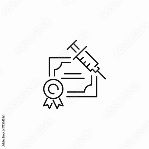 vaccination certificate syringe icon sign vector