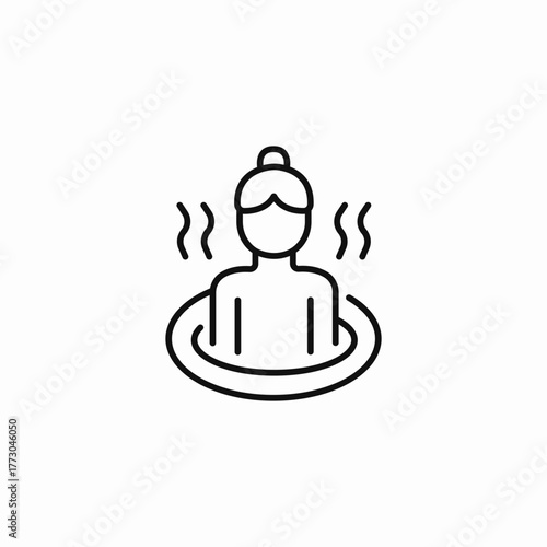 woman hot tub steam bath icon sign vector
