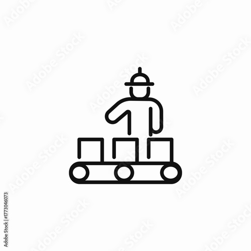 worker conveyor belt icon sign vector