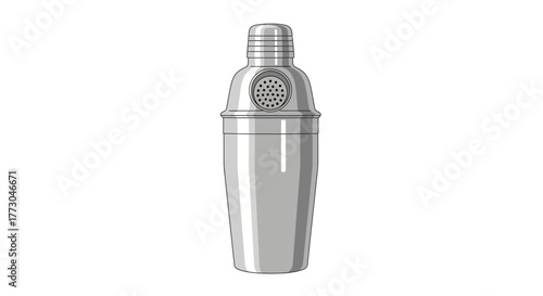 Silver Cocktail Shaker Isolated on White Background.