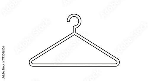 Simple Line Drawing of a Clothes Hanger.