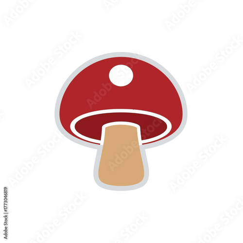 Simple Red Mushroom Icon.