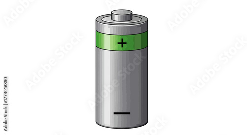 Single AA Battery with Plus and Minus Symbols.
