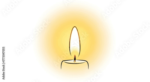 Single lit candle with warm glow and soft light.