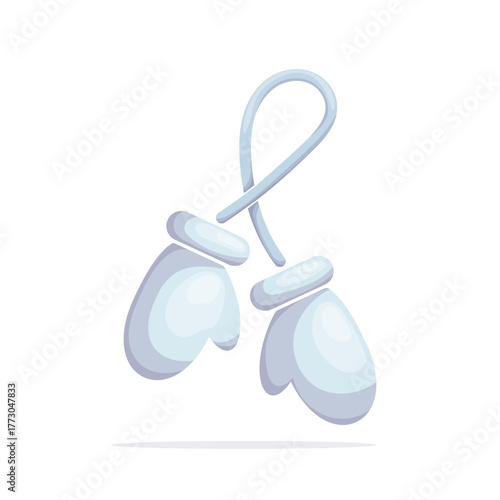Pair of light blue winter mittens tied with string vector illustration perfect for Christmas designs cards packaging and winter project