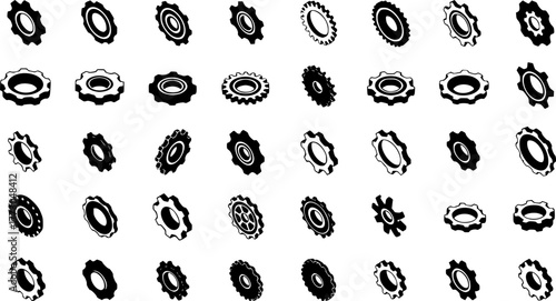 gear icons collection in isometric style on white background