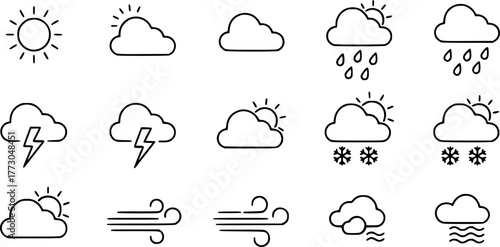 Weather icons set. Linear style.