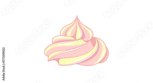 Swirl of Pink and Yellow Meringue Dessert.