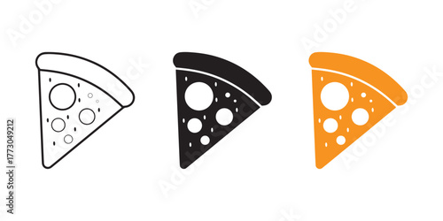 Pizza Slice Icon. Fast Food and Italian Cuisine Symbol on White Background.
