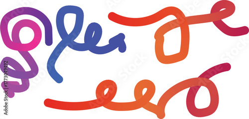 colorful ribbon lines abstract squiggles playful curves flowing design modern doodle art background