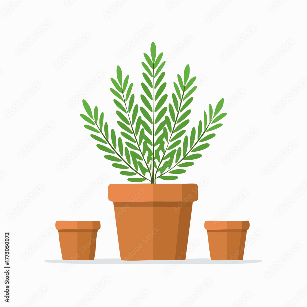 Obraz premium Potted Plant and Pots Green Leaves in Ceramic Pots