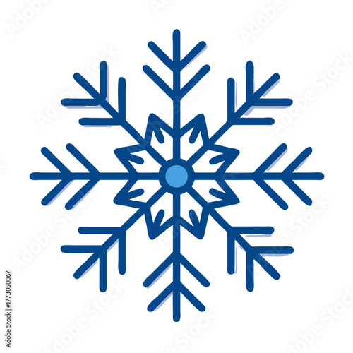 Blue snowflake icon with symmetrical design and sharp edges  