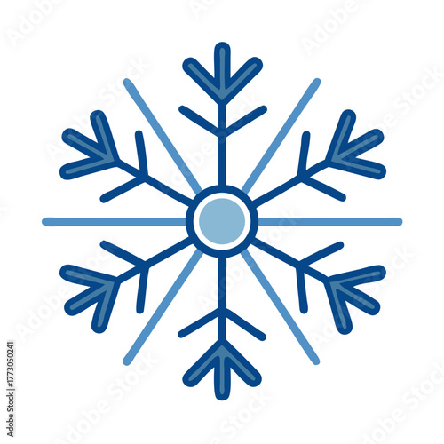 Snowflake icon in blue and white color scheme with geometric design  