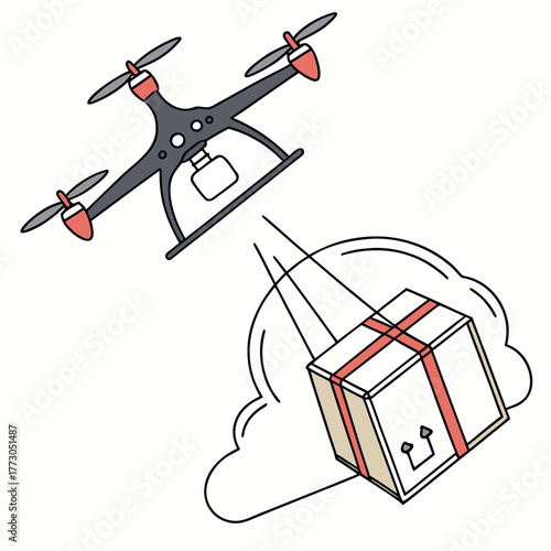 Drone delivery of package in vector format