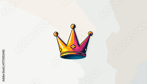 Colorful birthday crown illustration on a textured background concept