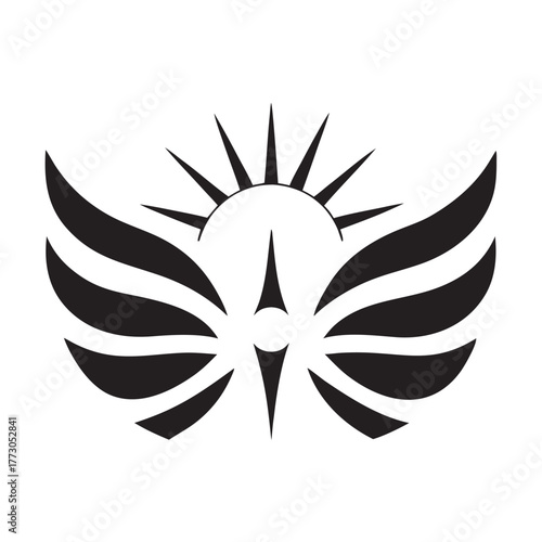 Heavenly Wing Light Emblem Silhouette Vector