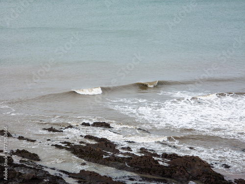 waves breaking on the rocks