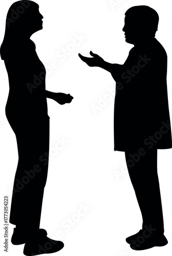 two women making chat, silhouette vector