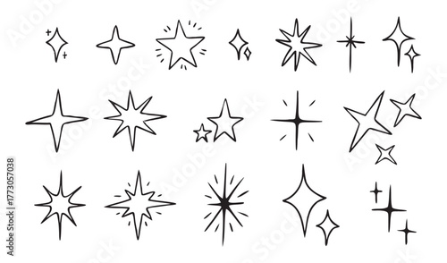 Hand-Drawn Sparkle and Starburst Doodle Collection