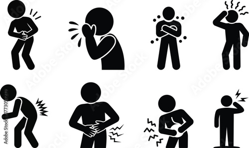 Symptom icons for illness and pain