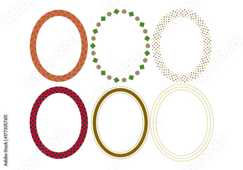 Marcos ovalados naranja, rojo, y de formas elegantes 