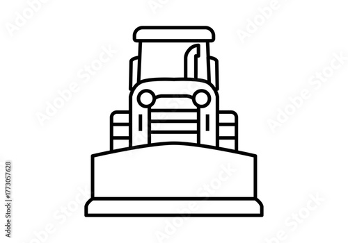 Icono negro de excavadora en fondo blanco