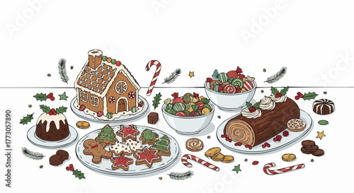 Christmas festive treats illustration