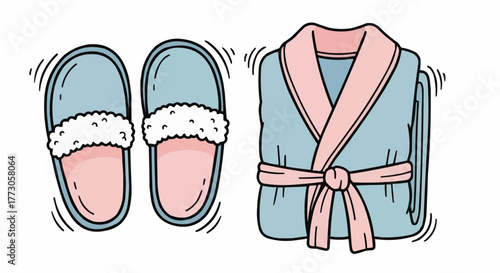 Cozy essentials for relaxation: Slippers and Robe.