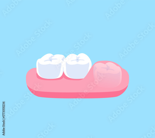 Wisdom tooth inside gum illustration vector design. Dental care concept.