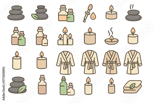 Spa and wellness icon set