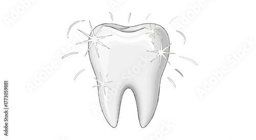 A gleaming white tooth shines against a transparent background, radiating health and vitality; perfect oral hygiene exemplified.