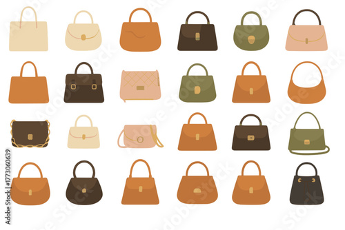 Elegant handbag icon set – fashion purses and bags