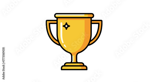 A golden trophy shimmers against a transparente background, symbolizing victory and success in a minimalist, cartoonish style.