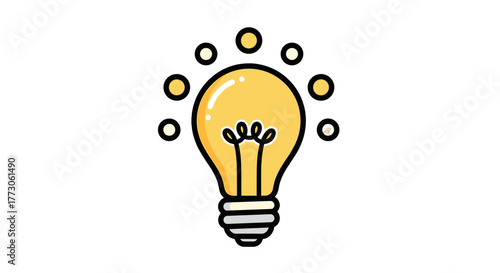 A vibrant light bulb radiates potential, surrounded by glowing orbs that are suggestive of creative inspiration.