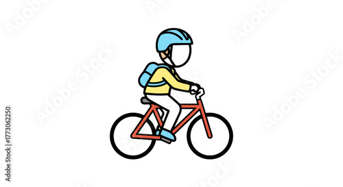 A cyclist with a helmet and backpack rides a bicycle, pedaling through the darkness with simplicity and style.