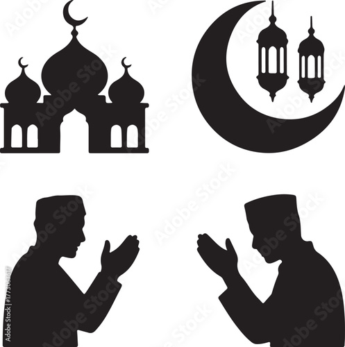 Muslim holiday celebration icons for festivals and events