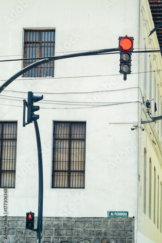 Traffic light in a colonial and cultural city
