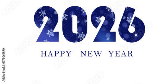 New Year and Christmas 2026. Snowflakes on a blue background. Winter atmosphere.