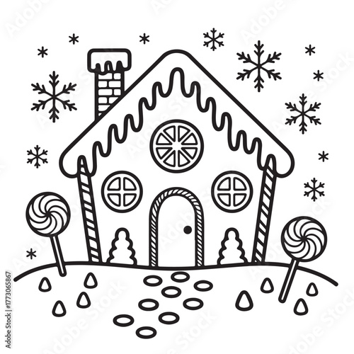 cute candle with holly bold & easy cute christmas coloring page, Whimsical Gingerbread House Coloring Pages for Kids & Adults, Christmas Coloring Pages, bold & easy cozy winter coloring book pages,