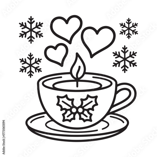 cute candle with holly bold & easy cute christmas coloring page, Whimsical Gingerbread House Coloring Pages for Kids & Adults, Christmas Coloring Pages, bold & easy cozy winter coloring book pages,