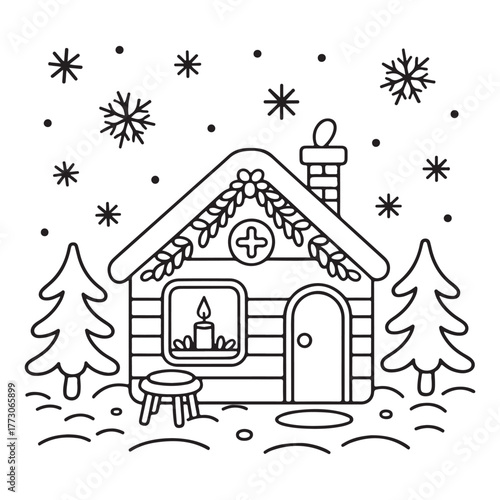 cute candle with holly bold & easy cute christmas coloring page, Whimsical Gingerbread House Coloring Pages for Kids & Adults, Christmas Coloring Pages, bold & easy cozy winter coloring book pages,