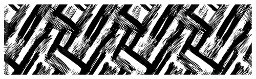 Grunge Herringbone Brush Stroke Seamless Pattern Vector Abstract Hand Drawn Texture