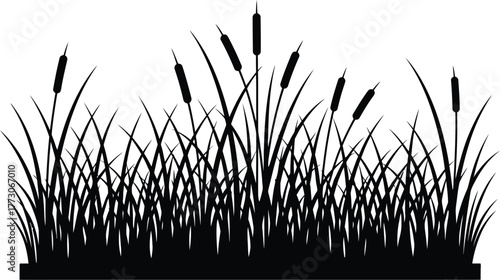 Field silhouette vector of uniform tall grass