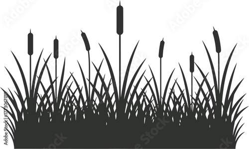 Field silhouette vector of uniform tall grass