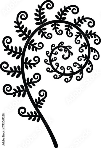 Fern silhouette vector of detailed frond